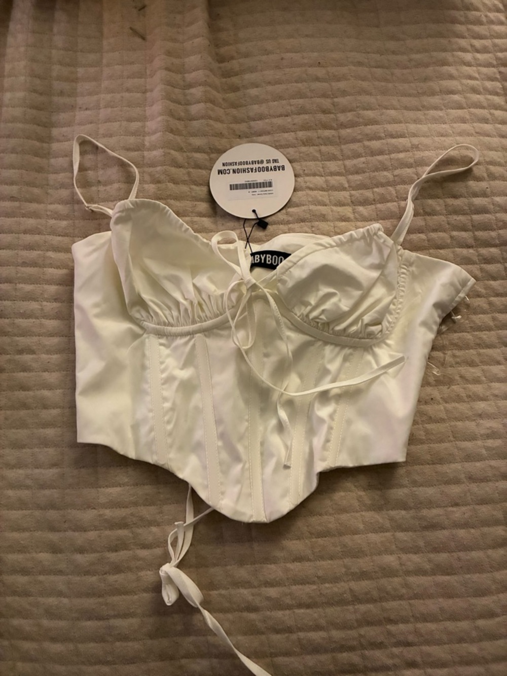 Babyboo White Satin Corset Crop Top